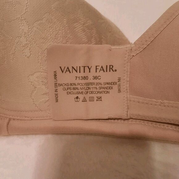 Lot Of 3 Vanity Fair beauty back bra beige White 36C 71380 Wireless Lace Overlay - Picture 6 of 8
